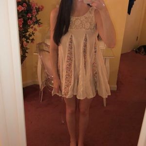 free people lace & floral trapeze dress